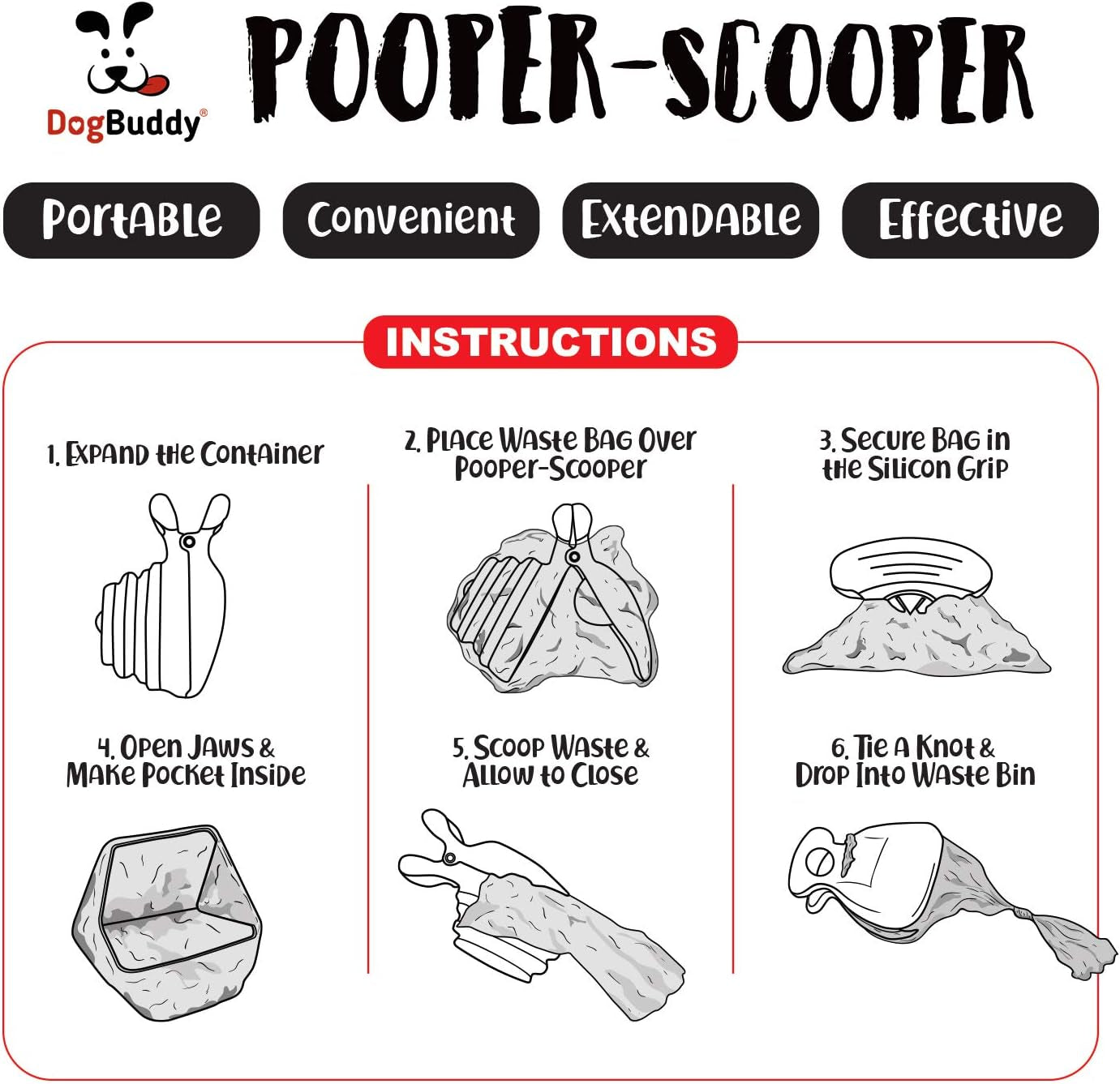 Professional Dog Pooper Scooper - Available in Small, Medium, or Large - Portable Design with Waste Bag Dispenser - Mist Color