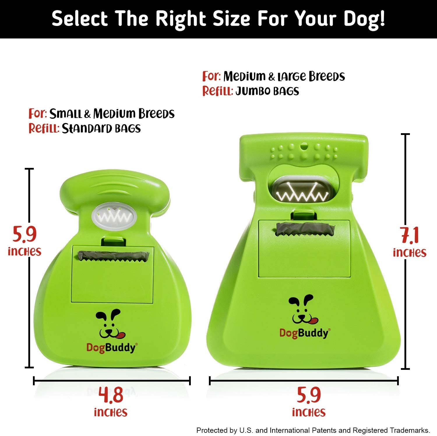 Professional Dog Pooper Scooper - Available in Small, Medium, or Large - Portable Design with Waste Bag Dispenser - green Color
