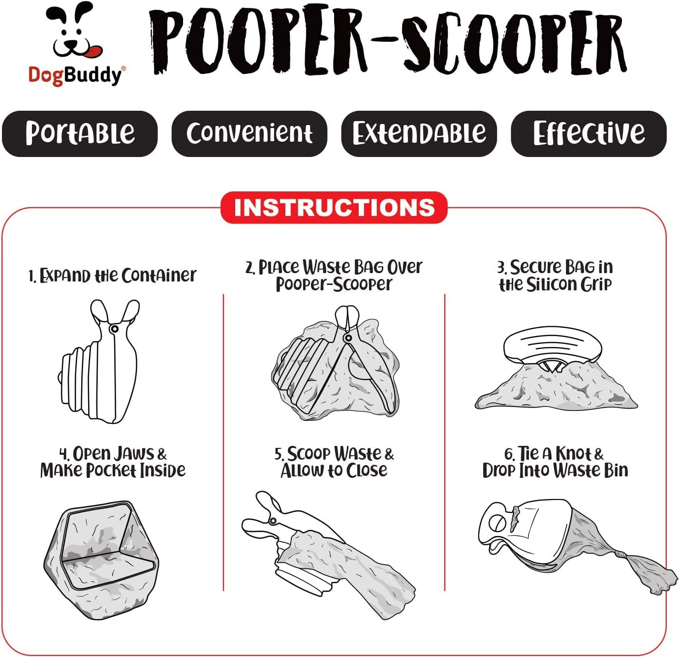 Professional Dog Pooper Scooper - Available in Small, Medium, or Large - Portable Design with Waste Bag Dispenser - Mist Color