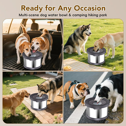 10L Dog Water Bowl, Large Capacity No Spill Dog Waters Bowls, Stainless Steel Spill Proof Slow Waters Feeder, No Splash Water Bowls (Black, 10L)