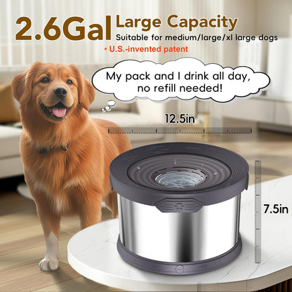 10L Dog Water Bowl, Large Capacity No Spill Dog Waters Bowls, Stainless Steel Spill Proof Slow Waters Feeder, No Splash Water Bowls (Black, 10L)