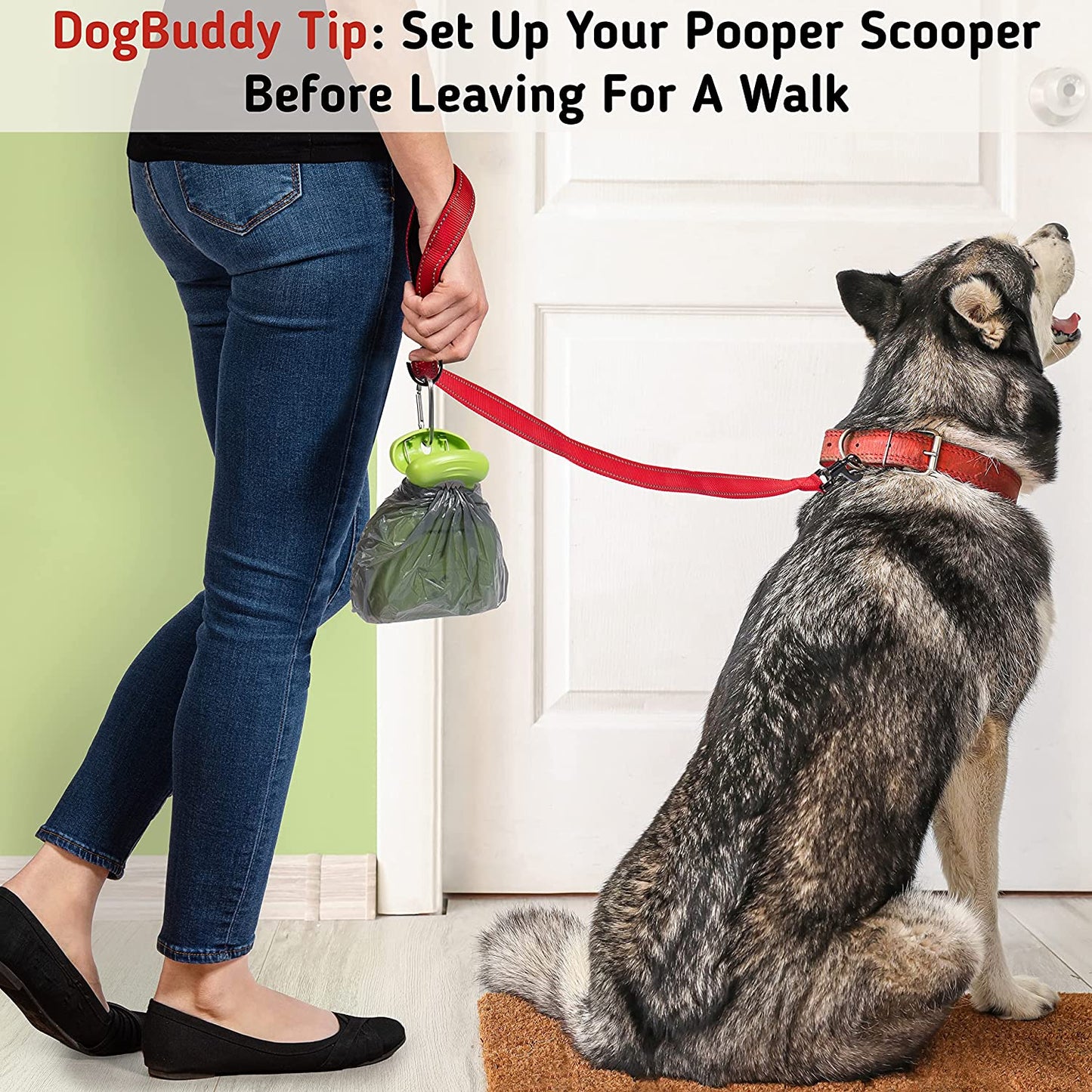 Professional Dog Pooper Scooper - Available in Small, Medium, or Large - Portable Design with Waste Bag Dispenser - green Color
