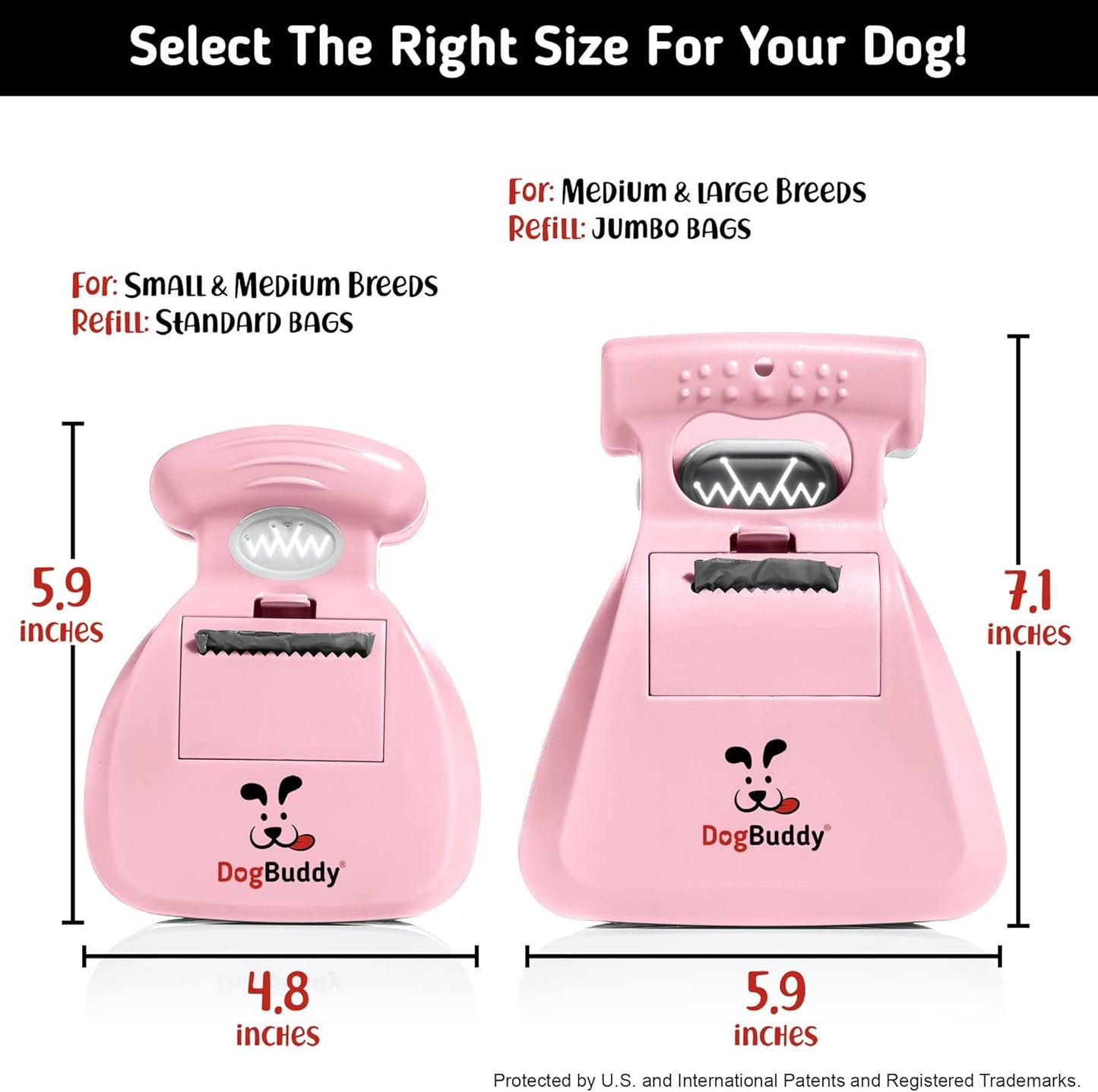 Professional Dog Pooper Scooper - Available in Small, Medium, or Large - Portable Design with Waste Bag Dispenser - Mist Color