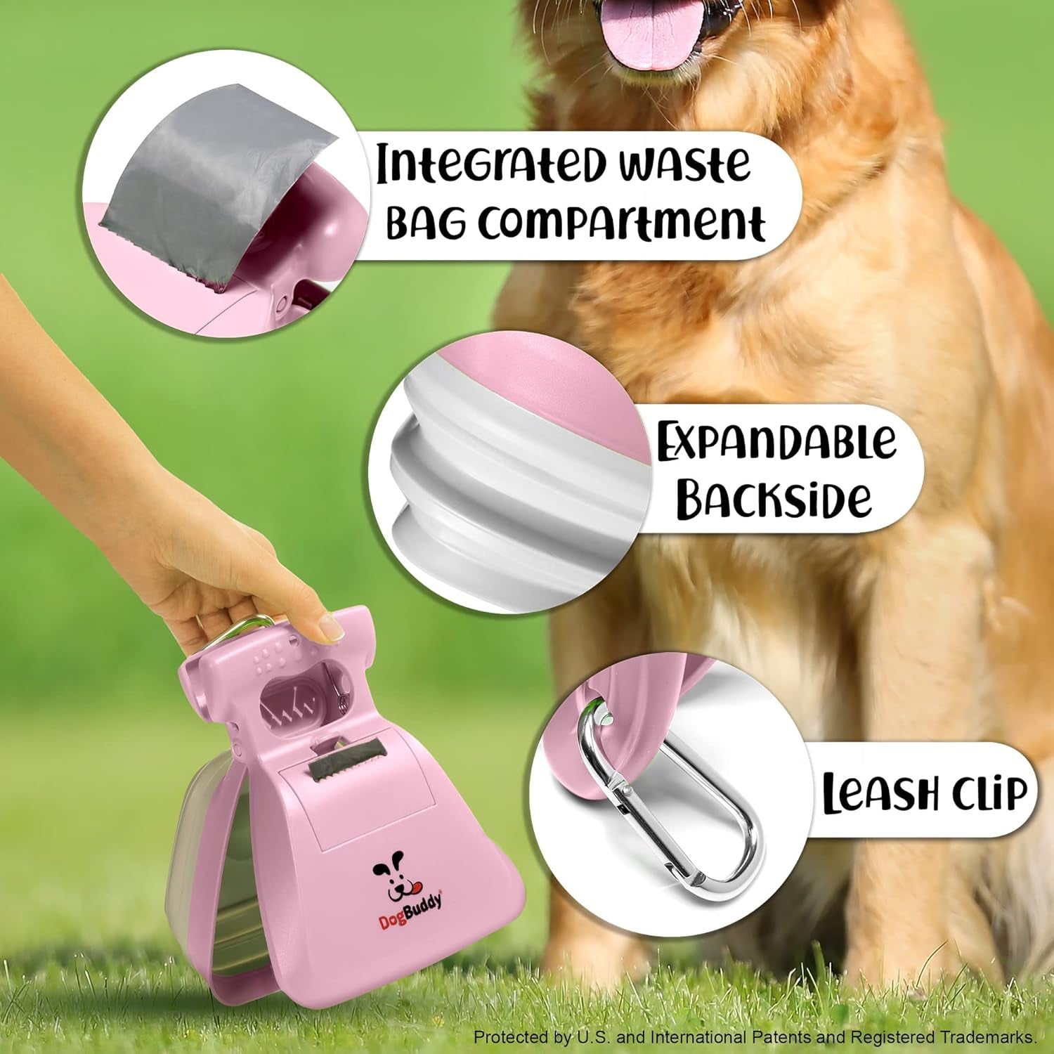 Professional Dog Pooper Scooper - Available in Small, Medium, or Large - Portable Design with Waste Bag Dispenser - Mist Color
